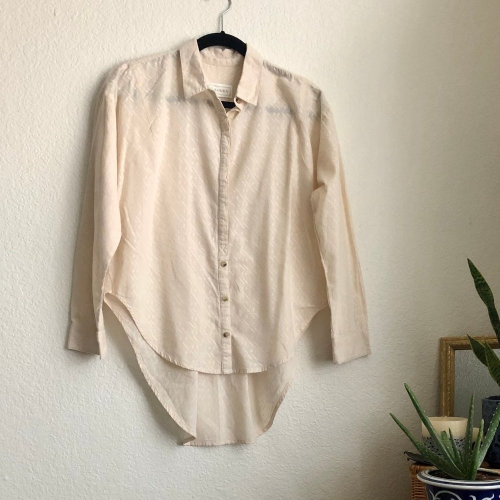 Anthropologie Voloshin Ivory Blouse 3/4 Sleeve Med